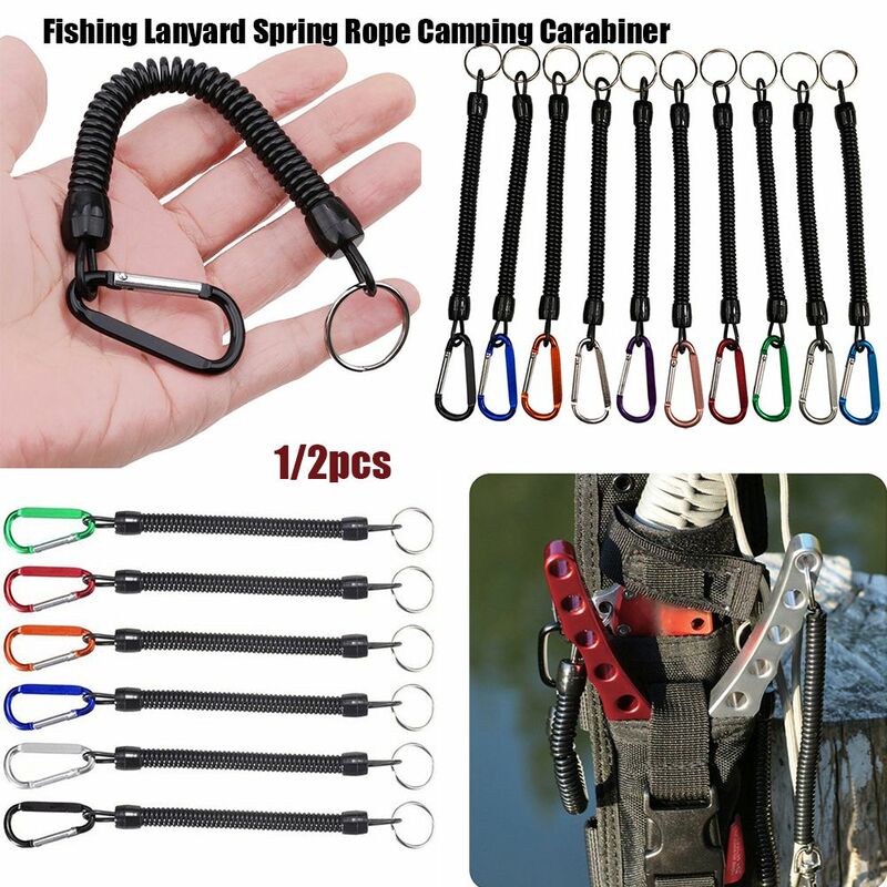 1/2pcs Tactical Retractable Spring Elastic Rope Security Gear Tool For Outdoor Hiking Camping Anti-lost Phone Keychain