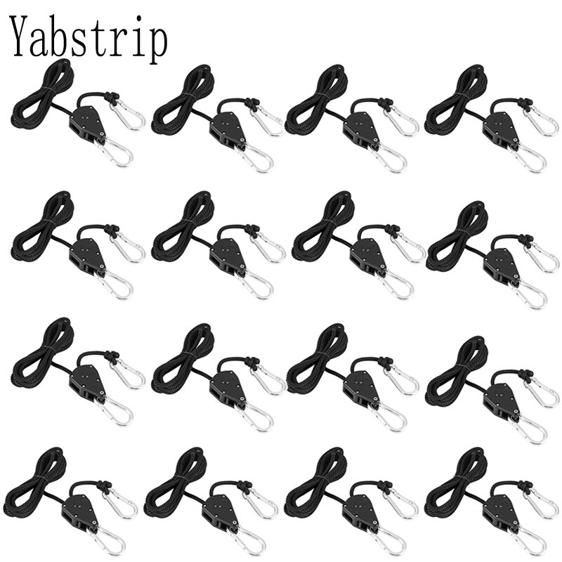 Yabstrip Adjustable 1/8inch Lanyard Hanging For Tent Fan led Grow Plant Lamp Rope Ratchet Hanger Pulley Lifting Pulley Hook