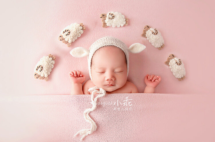 Acessórios para fotografia de bebês recém-nascidos, adereços criativos artesanais de lã mini ovelha para estúdio fotográfico
