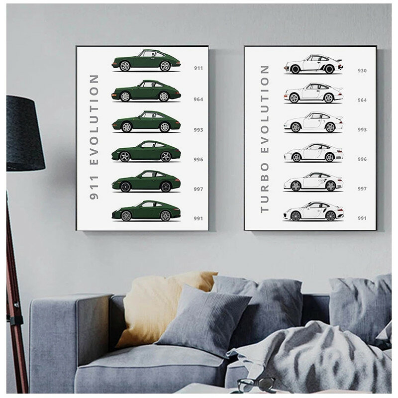 Turbo abstrakcyjne płótno kolorowe plakaty samochodowe i ewolucja wydruków w stylu home decoration obrazy na ścianę