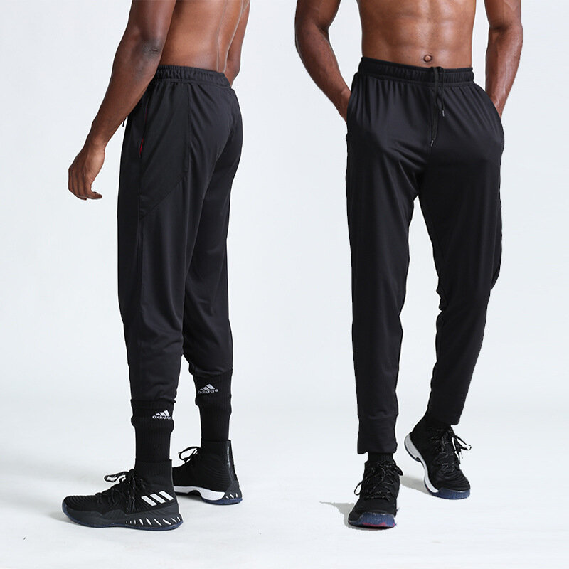 Брюки мужские спортивные с карманами, теплые тренировочные штаны, черный цвет, для бега