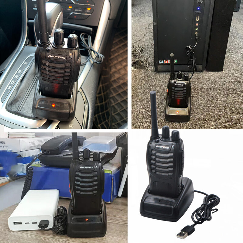 2pcs Baofeng Walkie Talkie BF-88E PMR 0.5W 16CH UHF 446.00625-446.19375MHz 12.5KHz Channel Separation with USB Charger Headset