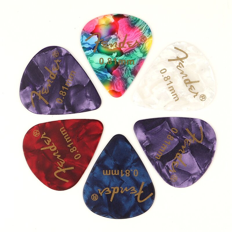 6 Pcs Fender Celluloid Guitar Picks Mediator Thickness 0.46 0.71 0.81 0.96 MM Color Random Universal For All Guitar Accessories
