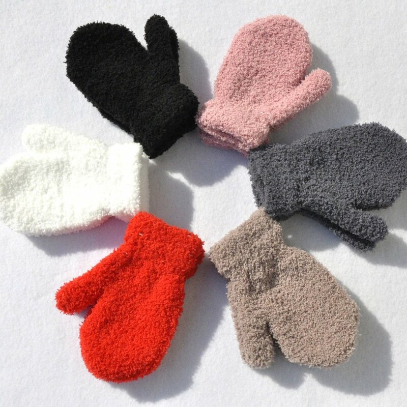Warmom – Gants chauds et épais en peluche, pour enfant de 1-4 ans,moufles polaire corail, en velours, doigt complet, pour bébé, collection d'hiver,