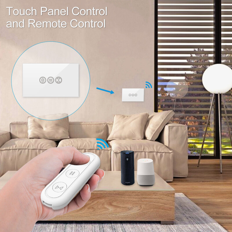 Пульт дистанционного управления для штор Tuya Smart Life RF + WiFi, совместим с Google Home, Alexa, Echo