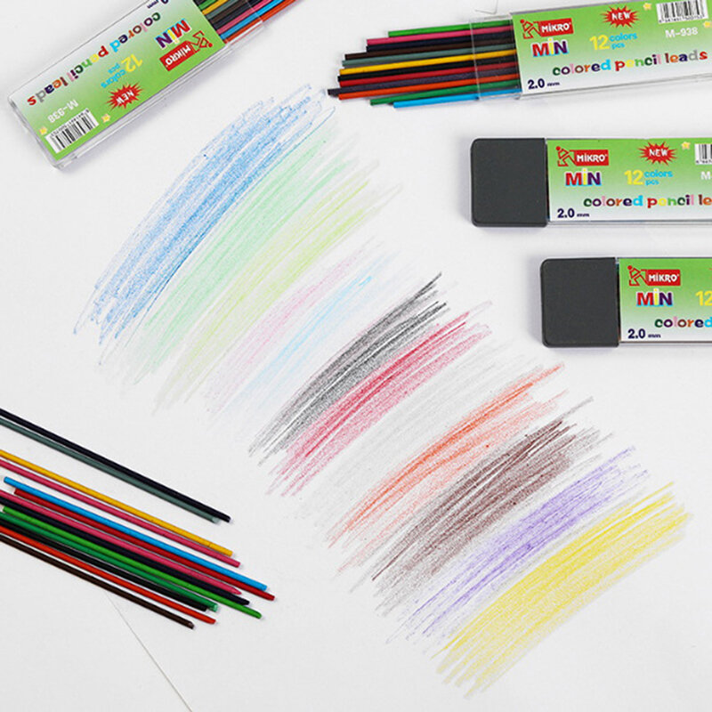 2.0mm 2B matita colorata piombo 2mm frizione meccanica supporto ricarica 12 colori Set
