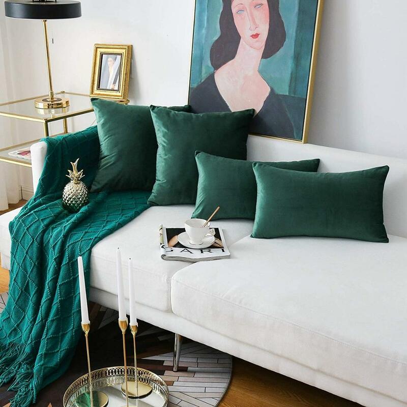Housse de coussin rectangulaire, taie d'oreiller pour salon, canapé, en velours, décoration de maison, 26 couleurs, 30x50