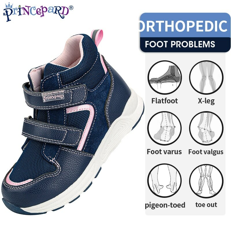Princepard-Tênis infantil ortopédico, calçado casual para menino e menina, calçado de costas altas com tornozelo, novo, outono