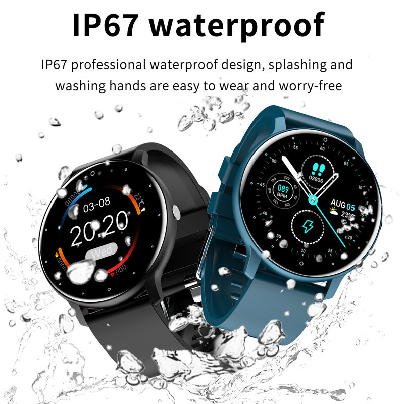 LIGE 2023 Smart watch damski w pełni dotykowy ekran Fitness sportowy zegarek IP67 wodoodporny Bluetooth dla Android iOS Smart watch damski