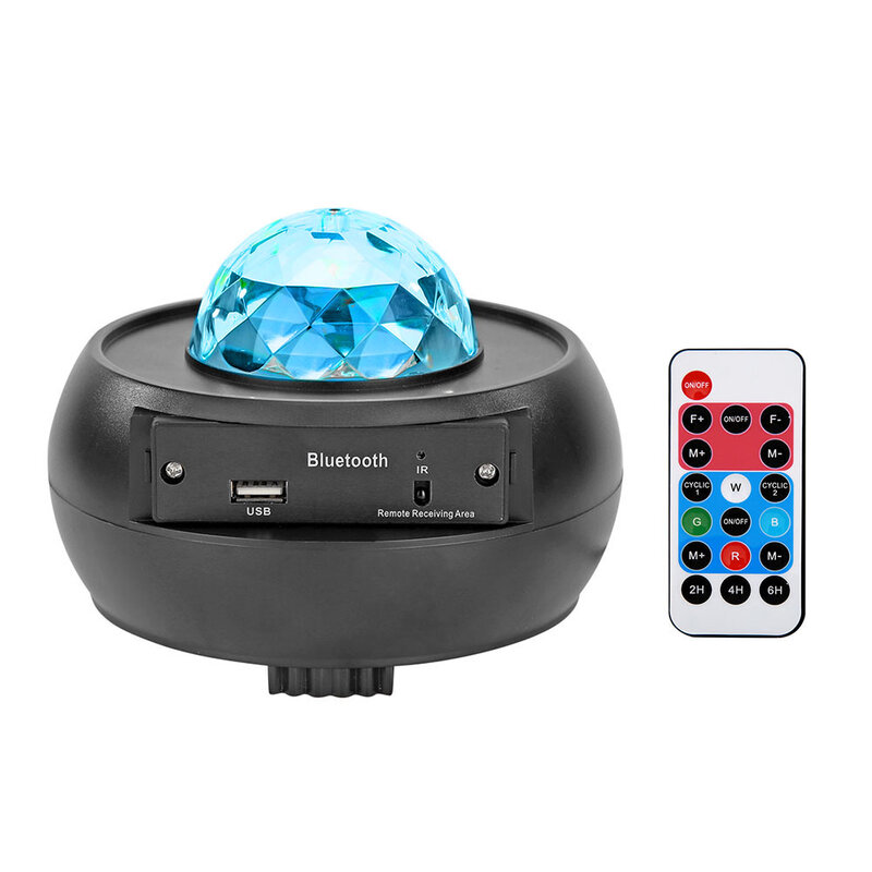 USB Powered LED Starry Sky Projector Light Music Bluetooth Remote Control Decorative Night Lamp for Stage Party Bedroom