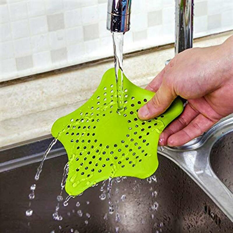 4 Colors Star Silicone Sink Strainers Sewer Outfall Filter Sewer Drain Hair Colander Bathroom Cleaning Kitchen Gadgets Accessory