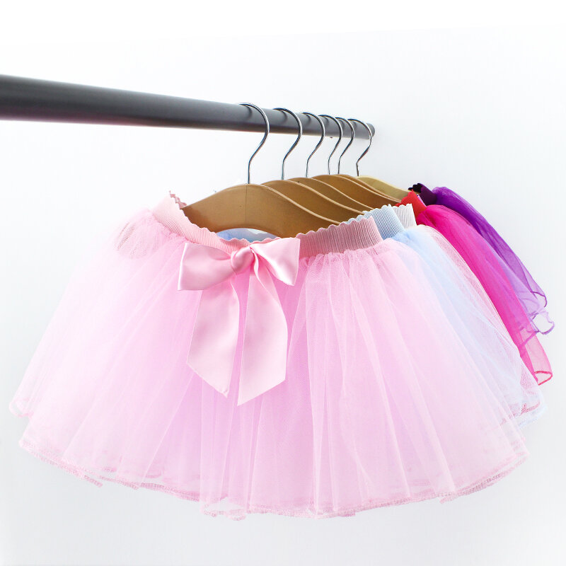Trẻ Em Tutu Váy Múa VÁY ĐẦM Pettiskirt Hiệu Suất Đầm Voan Nơ Lưới Balo Nửa Váy