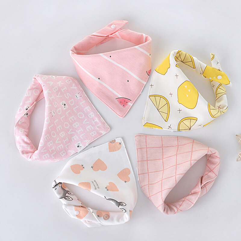 5 sztuk/partia śliniaki dla niemowląt trójkąt podwójne bawełniane śliniaki Cartoon drukuj ślina ręcznik Boys Baby dziewczyny karmienie fartuch bawełniane śliniaki Bandana