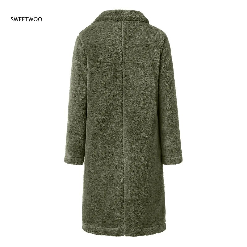 Casaco de pele feminina outono e inverno cardigan de manga comprida lapela dupla face velo casual casaco de cor sólida 2021 casaco de pele do falso