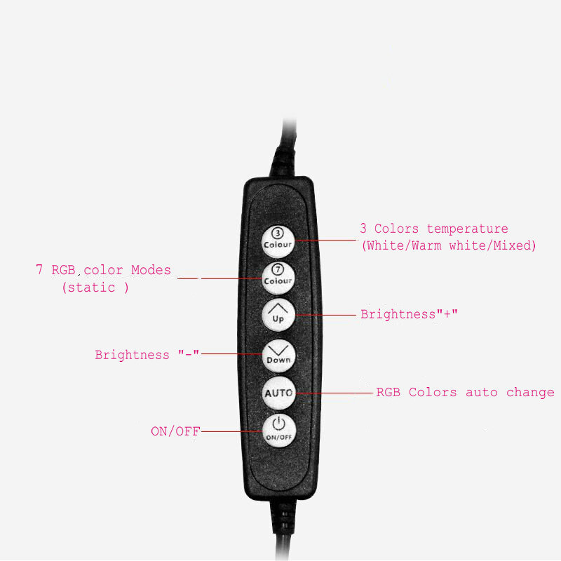 Светодиодный кольцевой светильник диаметром 26 см с питанием от USB, со штативом и зажимом для телефона, многоцветный RGB светильник для прямой трансляции, фотосъемки, макияжа, видео