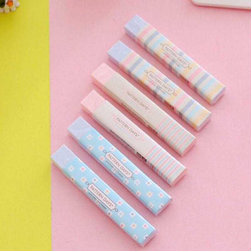 New Student Prizes Cute Heart Flower Rubber Erasers Lovely Stripe Pencil Eraser For Kids Gift Creative Stationery Novelty Item