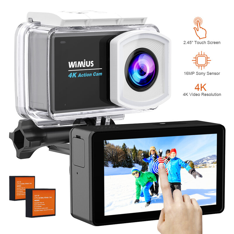 WIMIUS L3 WIFI 4K Sport Action caméra 16MP 170D sous-marin étanche vélo casque vidéo enregistrement caméras Sport Cam + télécommande