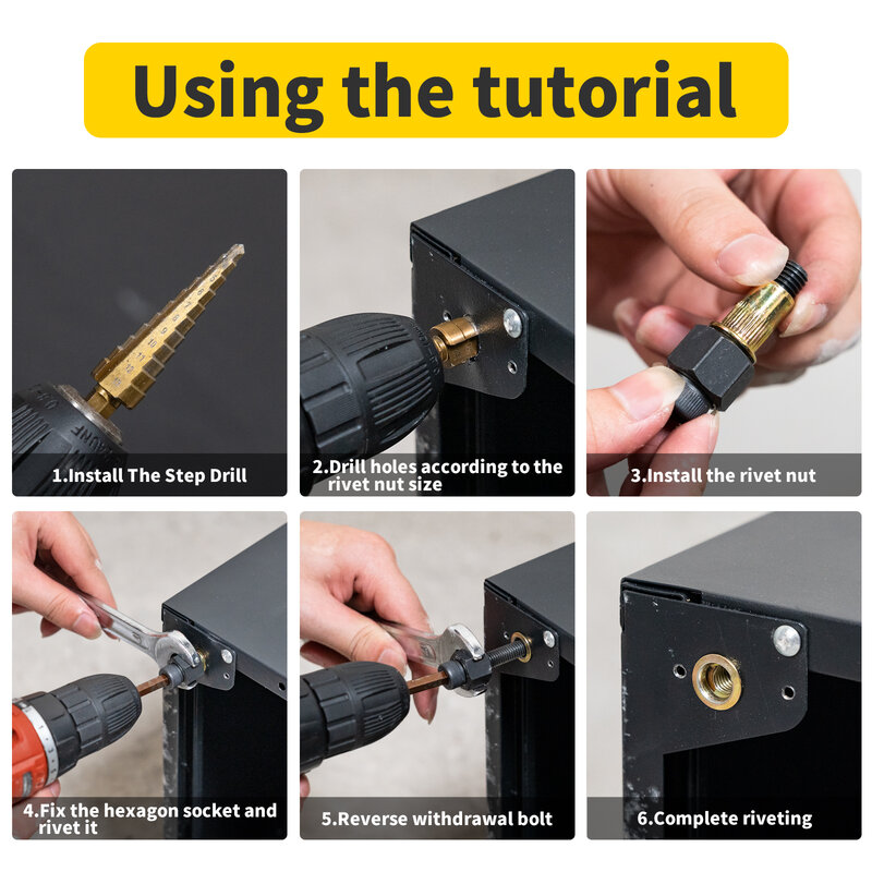 Hand Rivet Nut Gun Head Nuts Instalasi Sederhana Manual Riveter Rivnut Tool Accessory For Nuts M3 M4 M5 M6 M8 M10