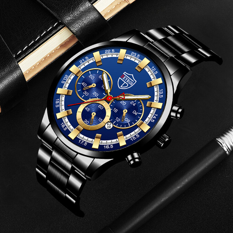 Dropshipping męskie zegarki biznesowe bransoleta ze stali nierdzewnej zegarek kwarcowy męski zegar sportowe świecące złoto Relogio Masculino