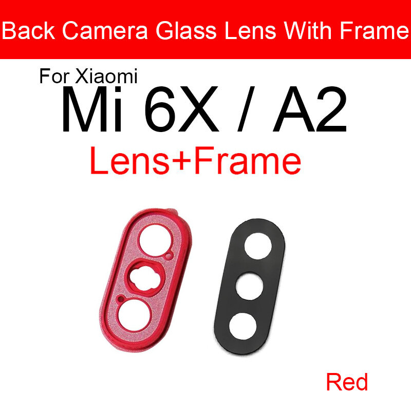 กล้องด้านหลังเลนส์กระจกกรอบครอบสำหรับXiaomi Mi 6X A2หลักกล้องขนาดใหญ่กรอบครอบ + สติกเกอร์อะไหล่ซ่อมเปลี่ยน