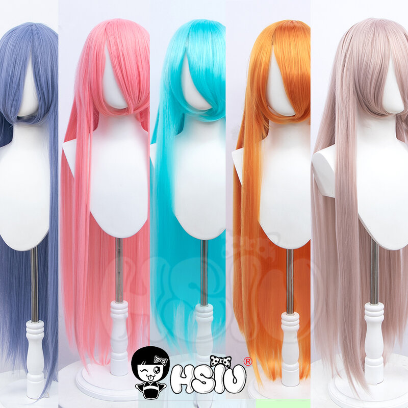 HSIU-Perruque de Cosplay synthétique en fibre longue, perruques de fête Anime, 44 couleurs, 100cm, comparateur de couleur ultraviolette + capuchon ultraviolet gratuit, offre spéciale