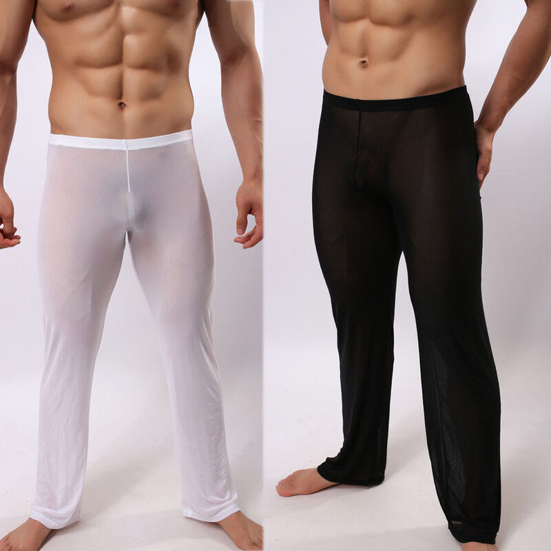 Hirigin мужские сексуальные Мягкие сетчатые прозрачные Стрейчевые брюки, брюки, одежда для сна, горячие прозрачные мужские брюки, домашняя одежда