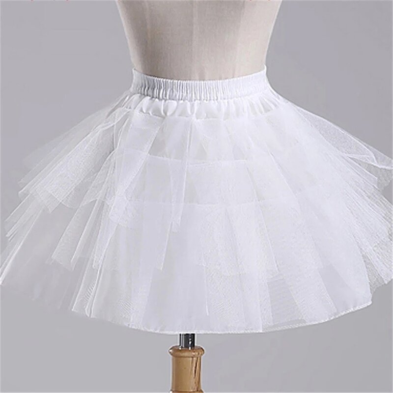 3層の白い子供用ペチコート,フォーマル/花柄のドレス,3層,フード付き,短いくり抜かれた,小さな女の子/子供用のスカート