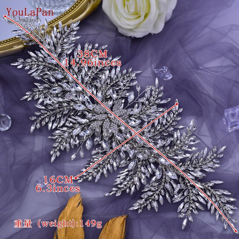YouLaPan-Accesorios de boda, tocados nupciales, lujosos, joyas para banquetes, tocados, novia, Tiara y corona, diadema de flores, HP420