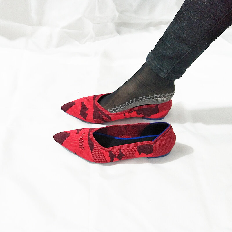 2019 أحذية نسائية ، امرأة حذاء كاجوال مسطح السيدات الفاخرة العلامة التجارية الفم الضحلة وأشار الصوف شبكة المتسكعون الإناث حذاء راقصة البالية