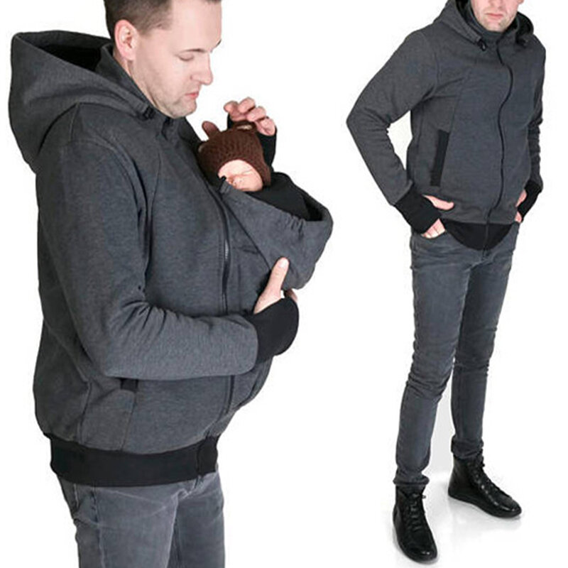 Outono inverno canguru bebê portador com capuz hoodies moletom para o pai babywearing jaqueta multifuncional canguru roupas
