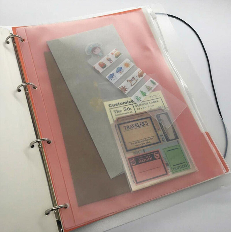 غلاف واقي مع سحاب PVC شفاف ، مقاس A4 ، 4 حلقات ، جيوب ، أوراق مستندات ، أوراق ملفات ، غلاف صور