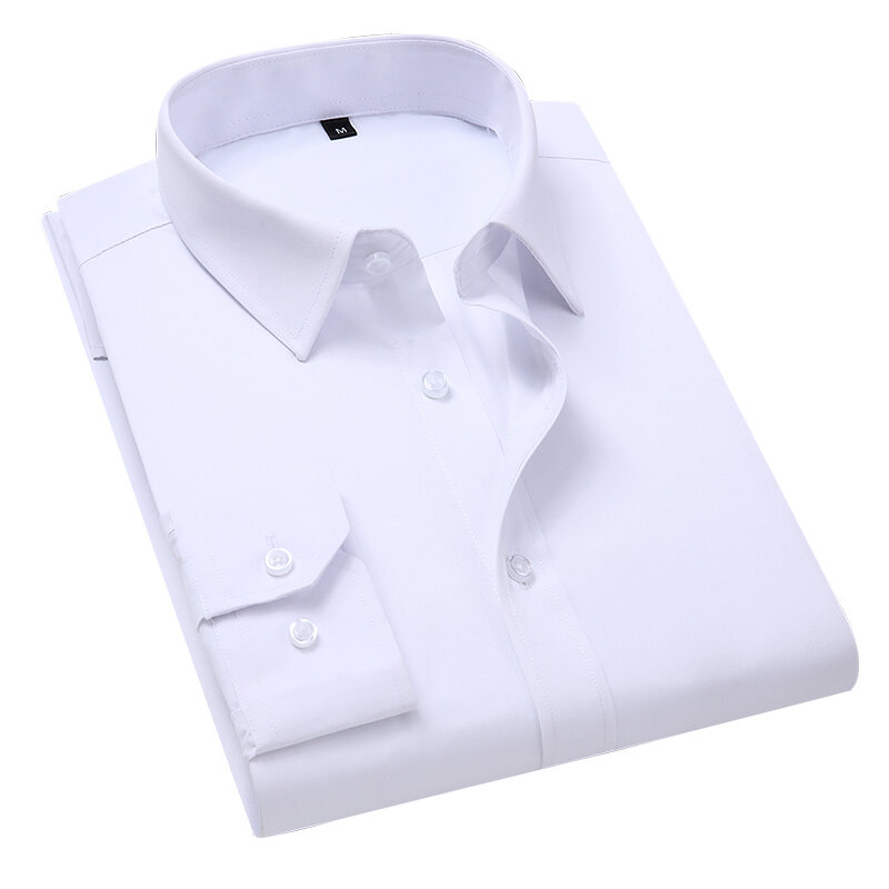Camisa de negocios de manga larga para hombre, ropa de marca, Color sólido, informal, ajustada, blanca, talla grande, 5XL, 6XL, 7XL