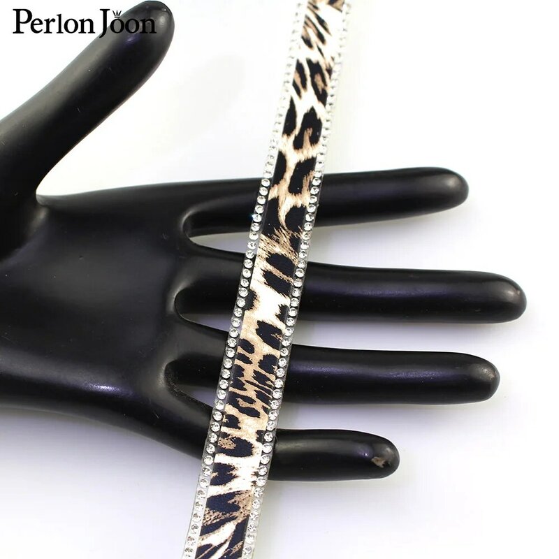 1 yard Leopard Python druck Leder hot-fix-band band kristall strass dekoration eisen auf schuhe kleidung zubehör