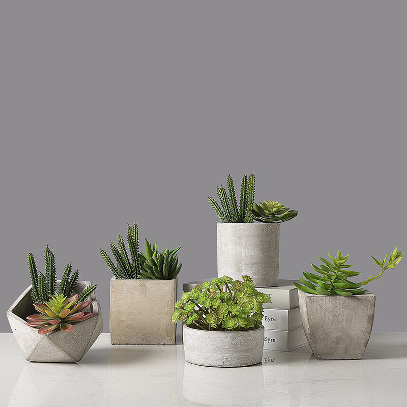 Novo estilo norte europeu-estilo verde vegetação vaso planta criativa casa decoração suculentas cimento vaso de flores artesanato