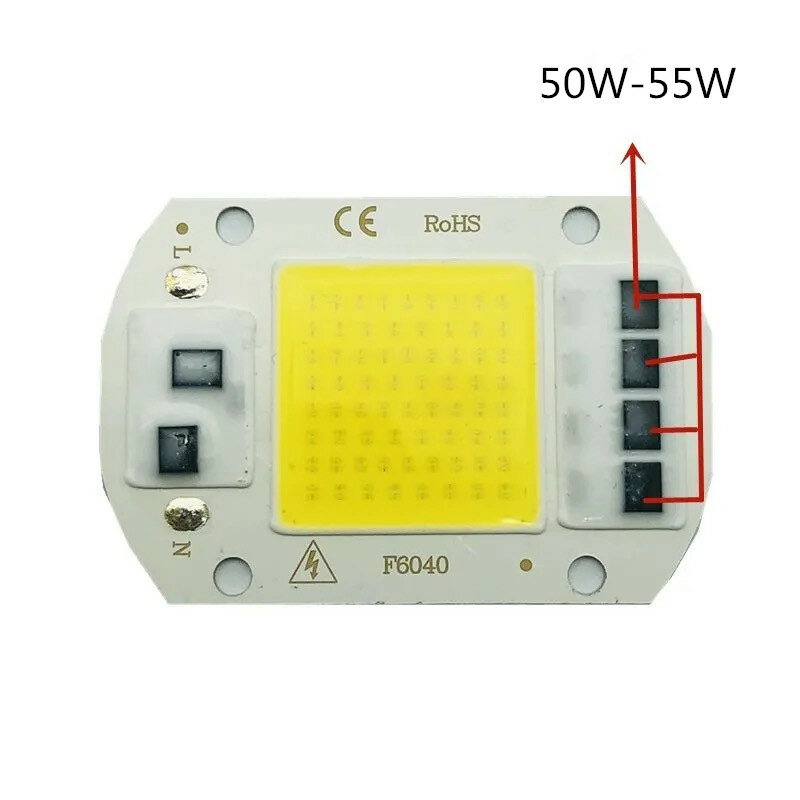 Chip de lámpara LED COB SMD de alta potencia, 1-20 piezas, 10W, 20W, 30W, 50W, CA 220V, IC inteligente, apto para bricolaje, controlador integrado, luz de inundación