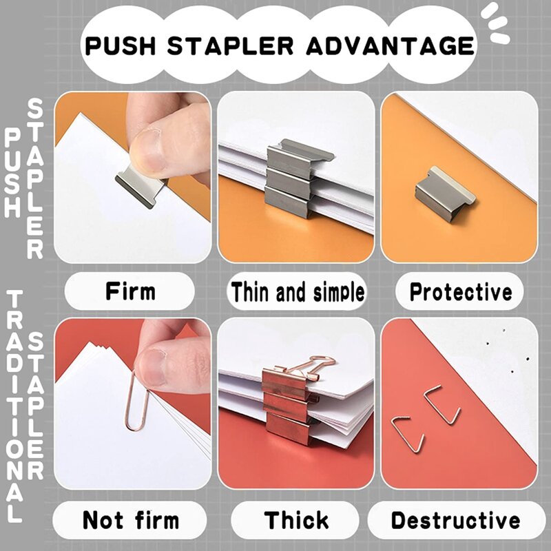 Office Supplies Push Stapler School Supplies for College Students Mini Stapler Staplers for Desk Small Stapler Set