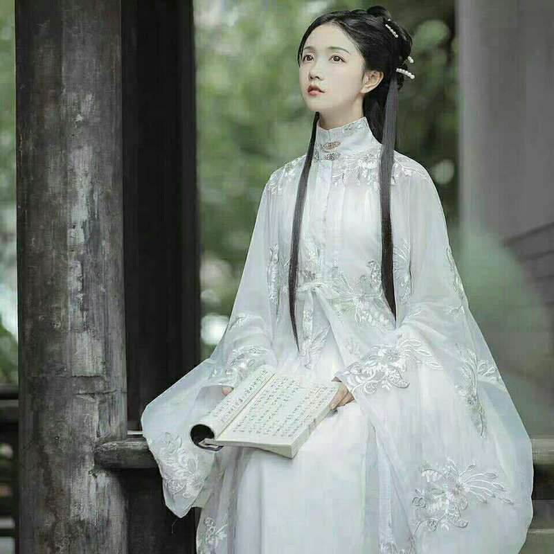 Vestido hanfu longo, roupa clássica, elegante e antiga de palco para mulheres, estilo chinês