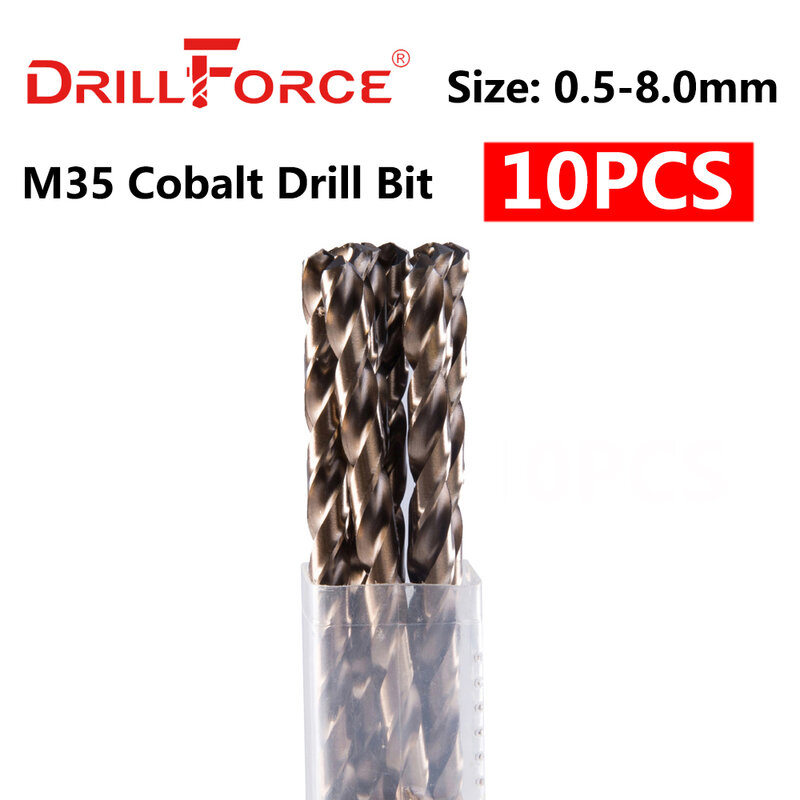 Brocas helicoidales de cobalto M35 HSS-CO, 0,5mm-8,0mm, HSS, para acero inoxidable (0,5/1,5/2/2), 10 unidades 5/3/4/4.5/5/5.5/6/6.5/7/8mm)