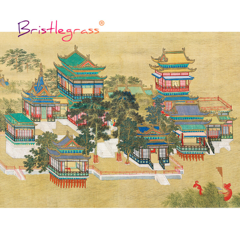 Puzzle en bois à poils d'herbe, 500 1000 pièces, scène de bord de rivière au jardin Royal de Qingming, jouet éducatif, décor en peinture chinoise