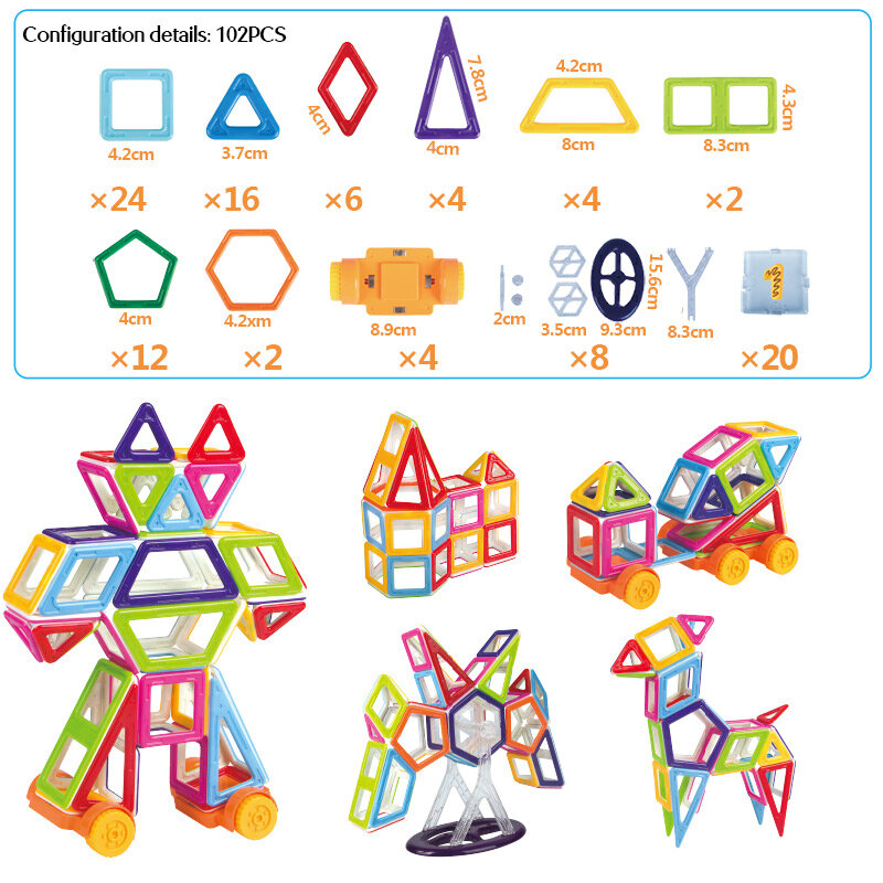 40-102PCS Mini Solid Color Magnetic Blocks Designer Construction Building Toy Magnets Magnetic Blocks Educational Toys For Kids