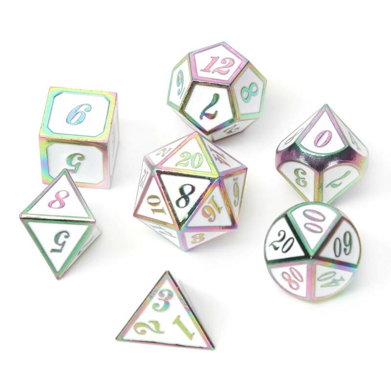 Chengshuo dnd dice metal rpg set polyhedral dungeons and dragon black table games Zinc alloy green digital dice pattern d20 10