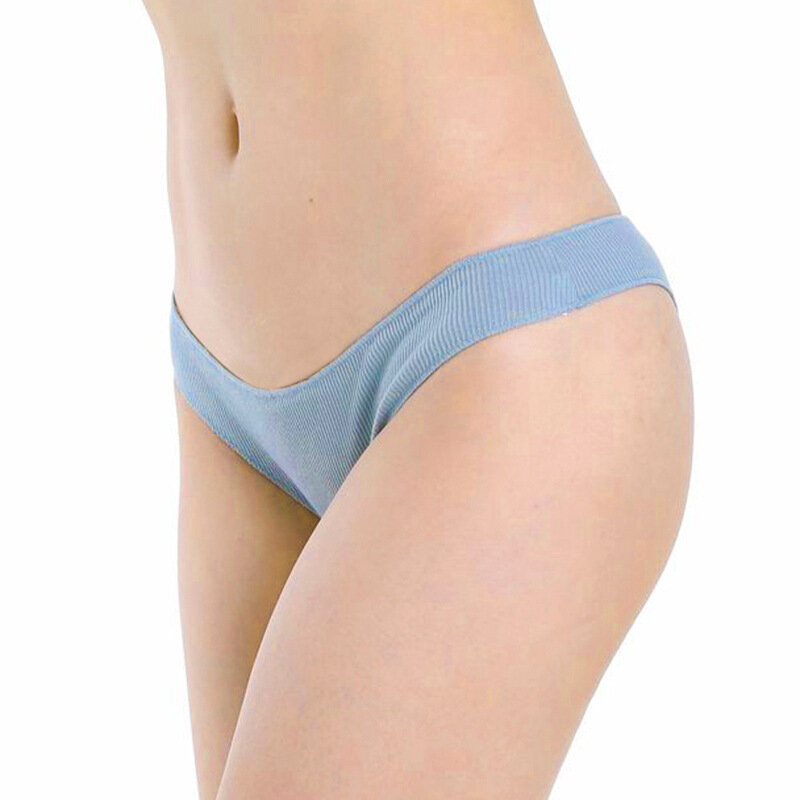 3 potong celana dalam wanita thong Brasil pakaian dalam katun warna solid celana dalam wanita naik rendah celana Dalam mulus M-XL Lingerie