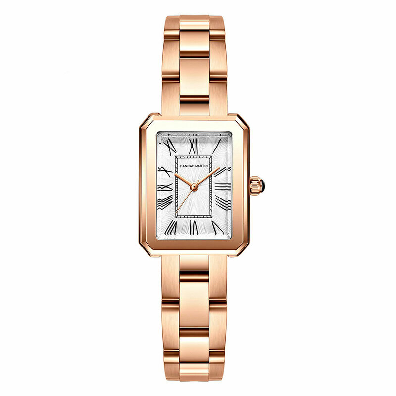 Jam tangan wanita Pergerakan Jepang, arloji Stainless Steel emas mawar perak, angka Romawi persegi panjang, tahan air