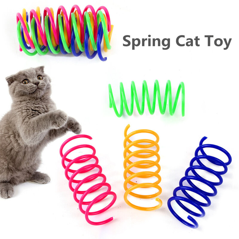 Brinquedos de mola duráveis para gato, brinquedo de mola resistente, bobina colorida, espiral, vida animal de estimação, 4/8/16/20pcs