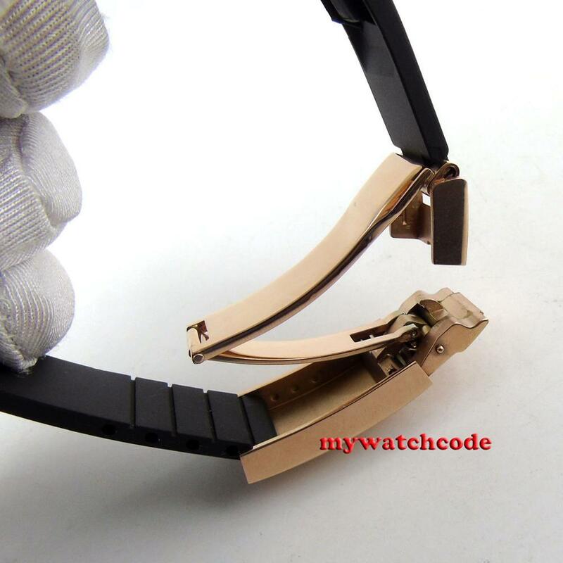 Sterile NH35 PT5000 MIYOTA orologio meccanico in oro rosa da uomo con estremità piatta elastico chiusura pieghevole calendario orologio da lavoro 40mm