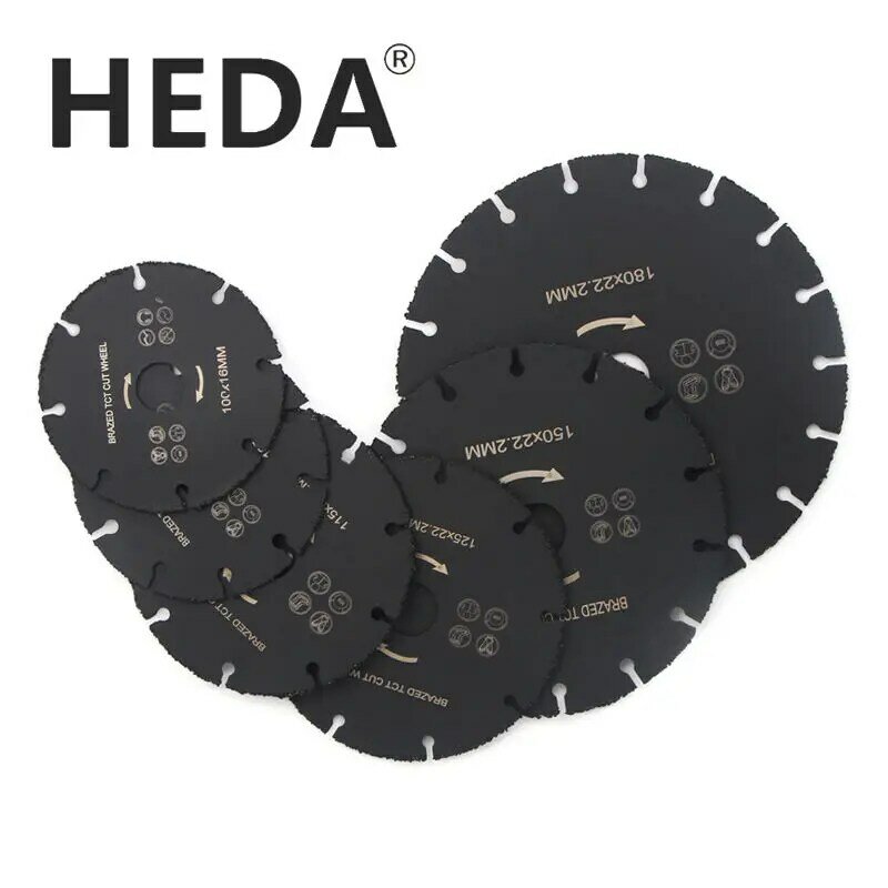 HEDA-hojas de sierra circular de carburo soldado al vacío para discos de corte de madera, 100mm, 105mm, 115mm, 125mm, 150mm, 180mm