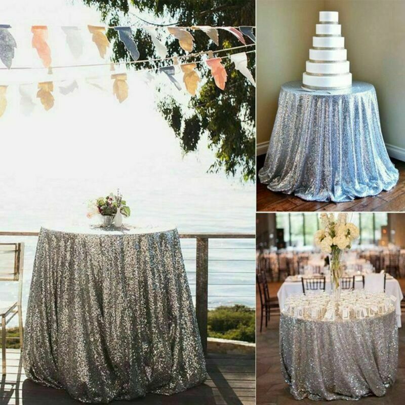 Nowe brokatowe cekiny okrągły obrus błyszczące wesele stół bankietowy obejmuje obrus na ślub świąteczne dekoracje