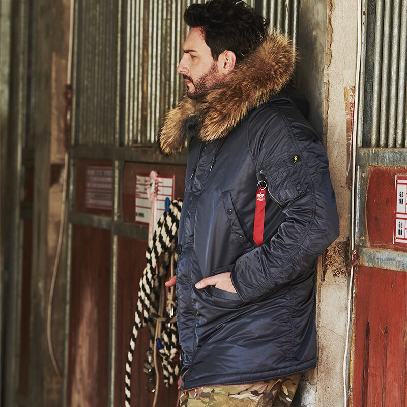 MGP Chaqueta estándar de invierno para hombre, parka clásica de n-3b para clima frío extremo, impermeable, piel sintética extraíble alrededor de la capucha