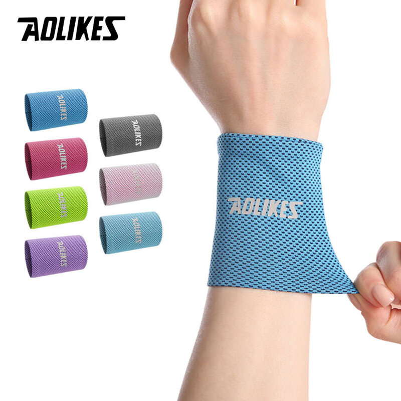 AOLIKES 1 Pair Yoga Volleyball Hand Sweat Band Wrist Brace Support Breathable Ice Cooling Tennis Wristband Wrap Sport Sweatband