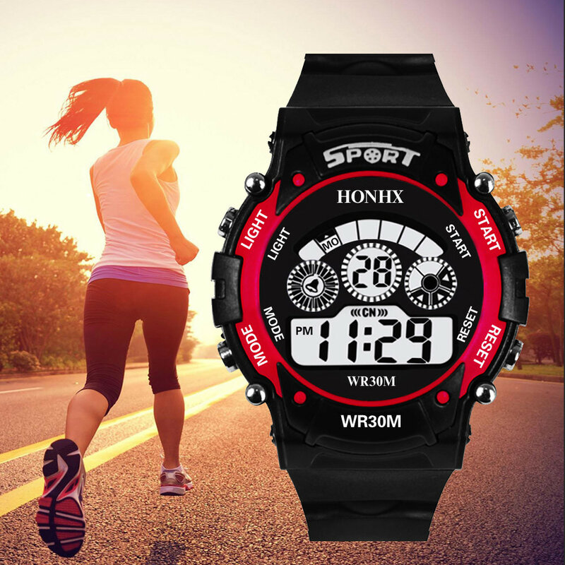 Relojes deportivos para hombre y mujer, pulsera Digital con pantalla Led brillante, alarma y fecha, resistente al agua, estilo militar, Unisex